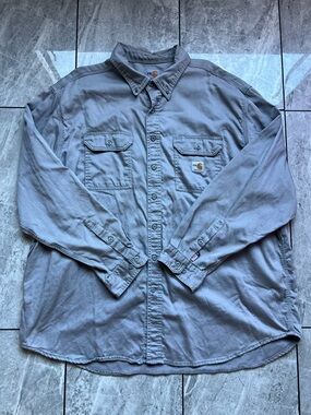 Carhartt FR Mens Gray Flame Resistant Twill LongSleeve Workwear CAT 2 Shirt 3XLT